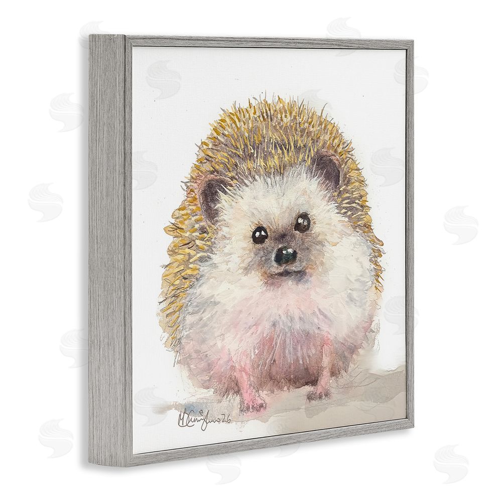 MB Cunningham Adorable Baby Hedgehog Gray Framed Giclee Wall Art Print