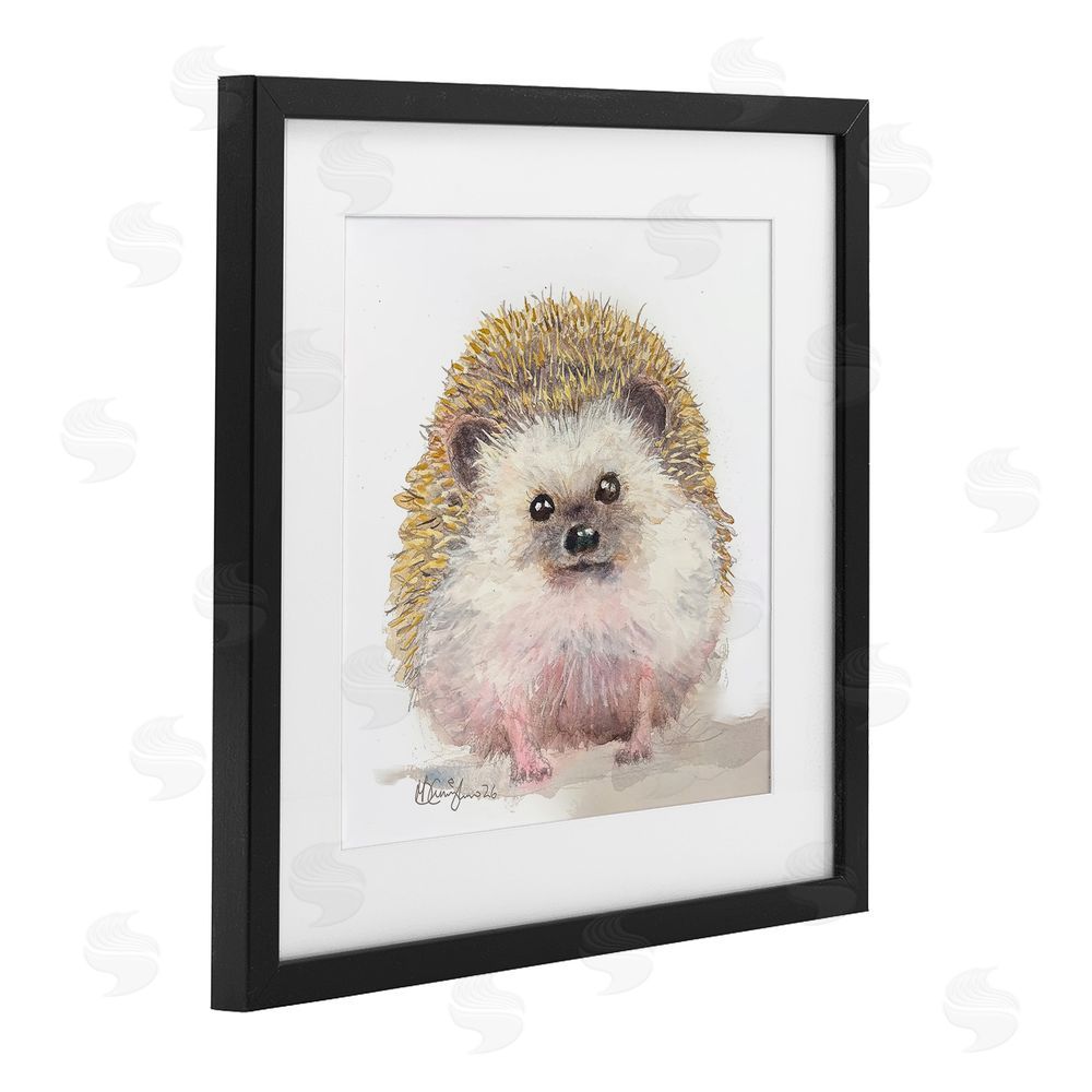 MB Cunningham Adorable Baby Hedgehog Black Framed Print Under Glass Wall Art