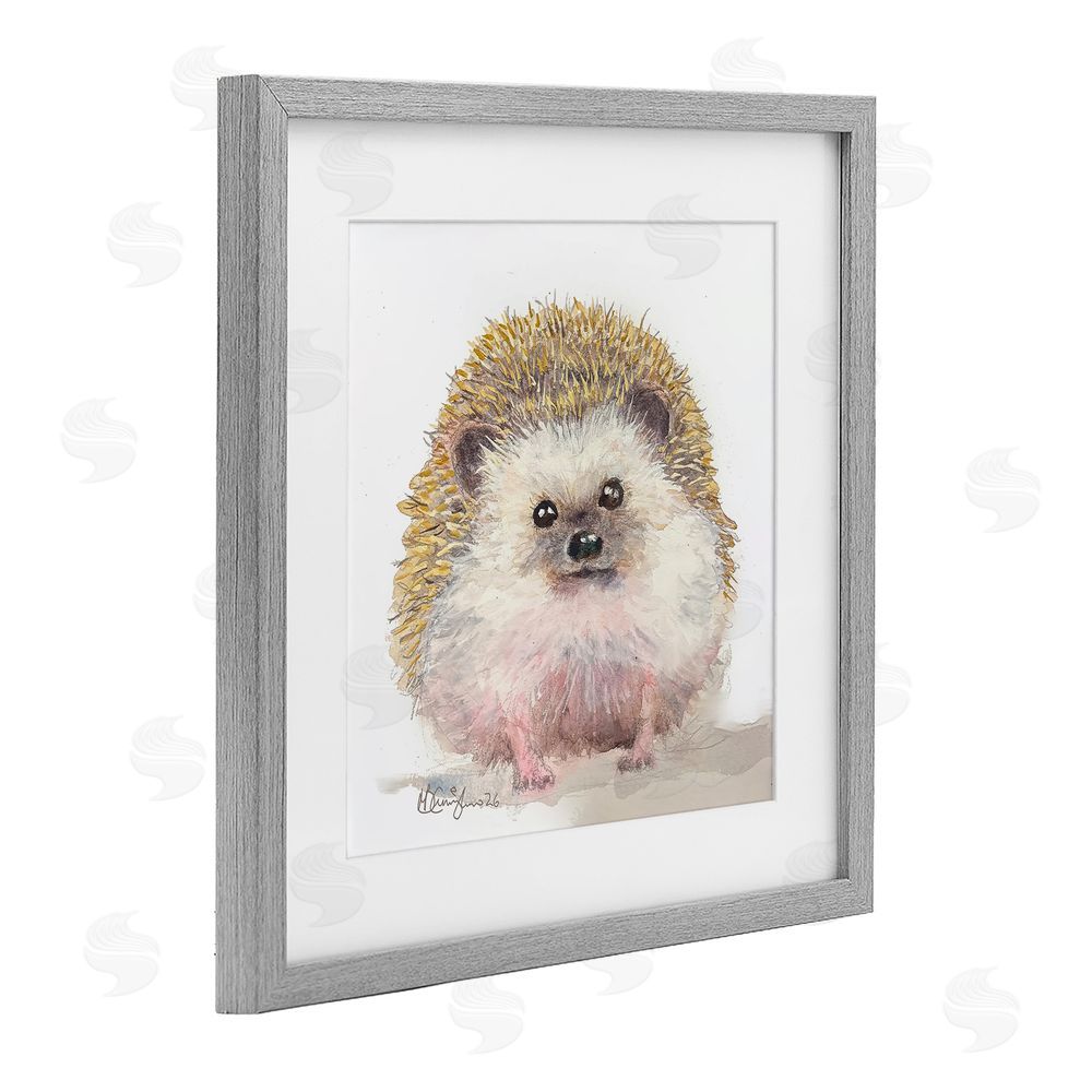 MB Cunningham Adorable Baby Hedgehog Gray Framed Print Under Glass Wall Art