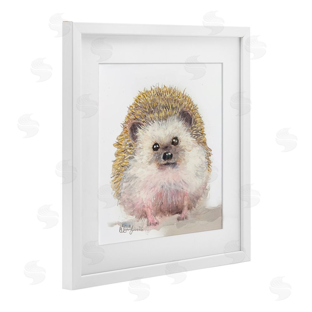 MB Cunningham Adorable Baby Hedgehog White Framed Print Under Glass Wall Art