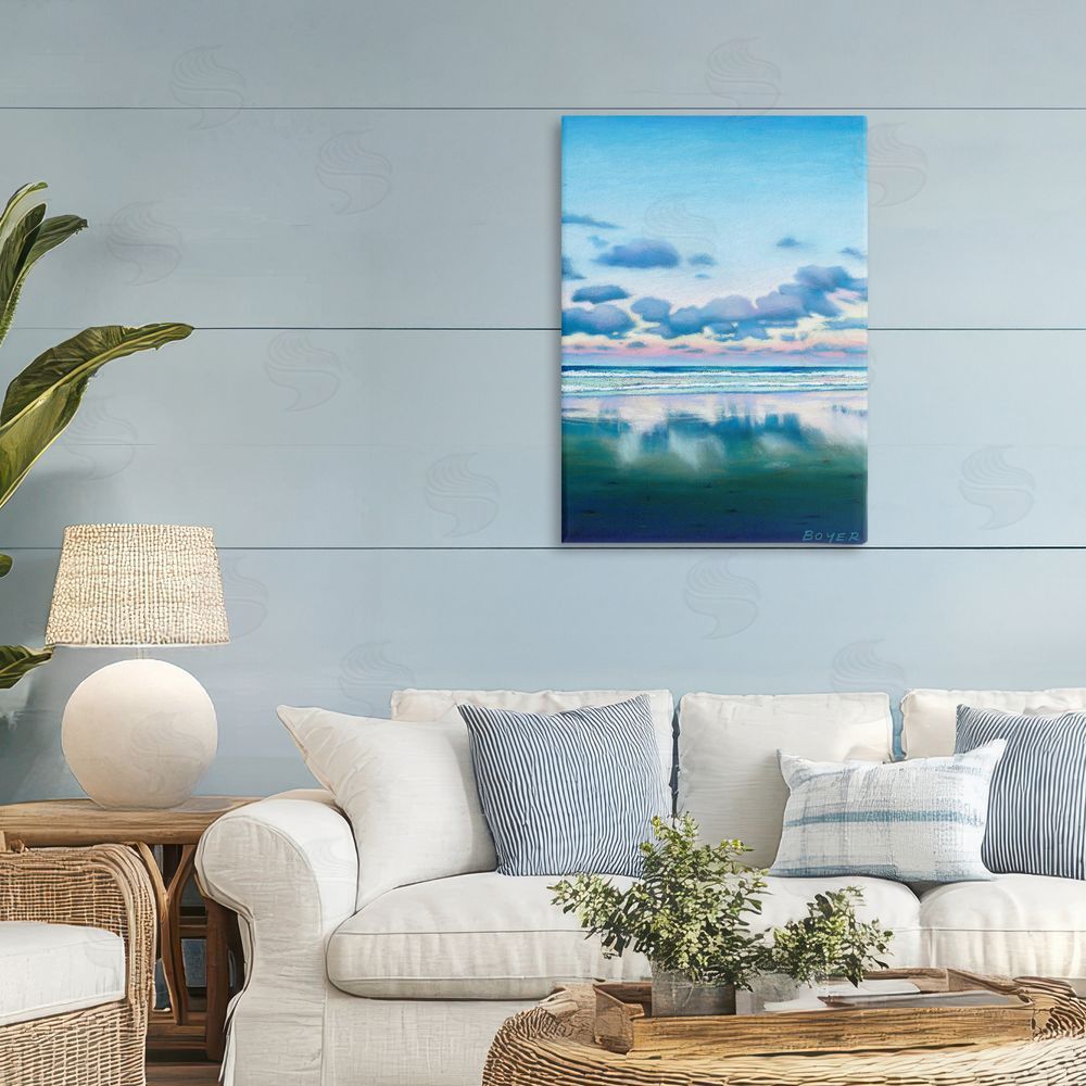Susy Boyer Pretty Azure Cloud Reflection Stretched Canvas Wall Art in Room