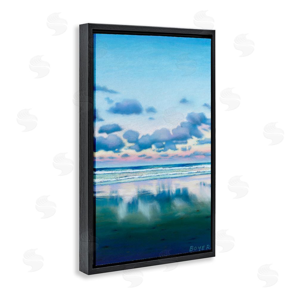 Susy Boyer Pretty Azure Cloud Reflection Black Floating Framed Canvas Wall Art
