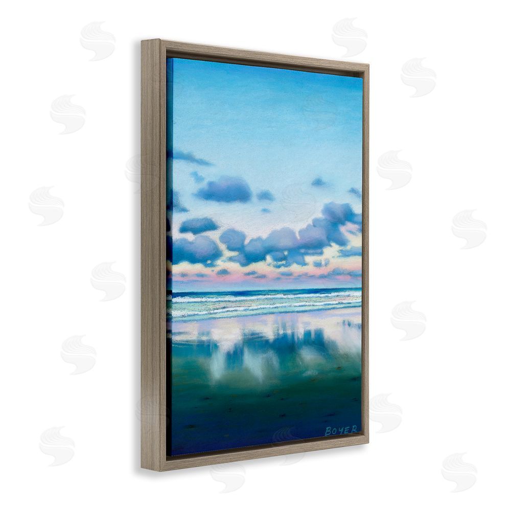 Susy Boyer Pretty Azure Cloud Reflection Brown Floating Framed Canvas Wall Art