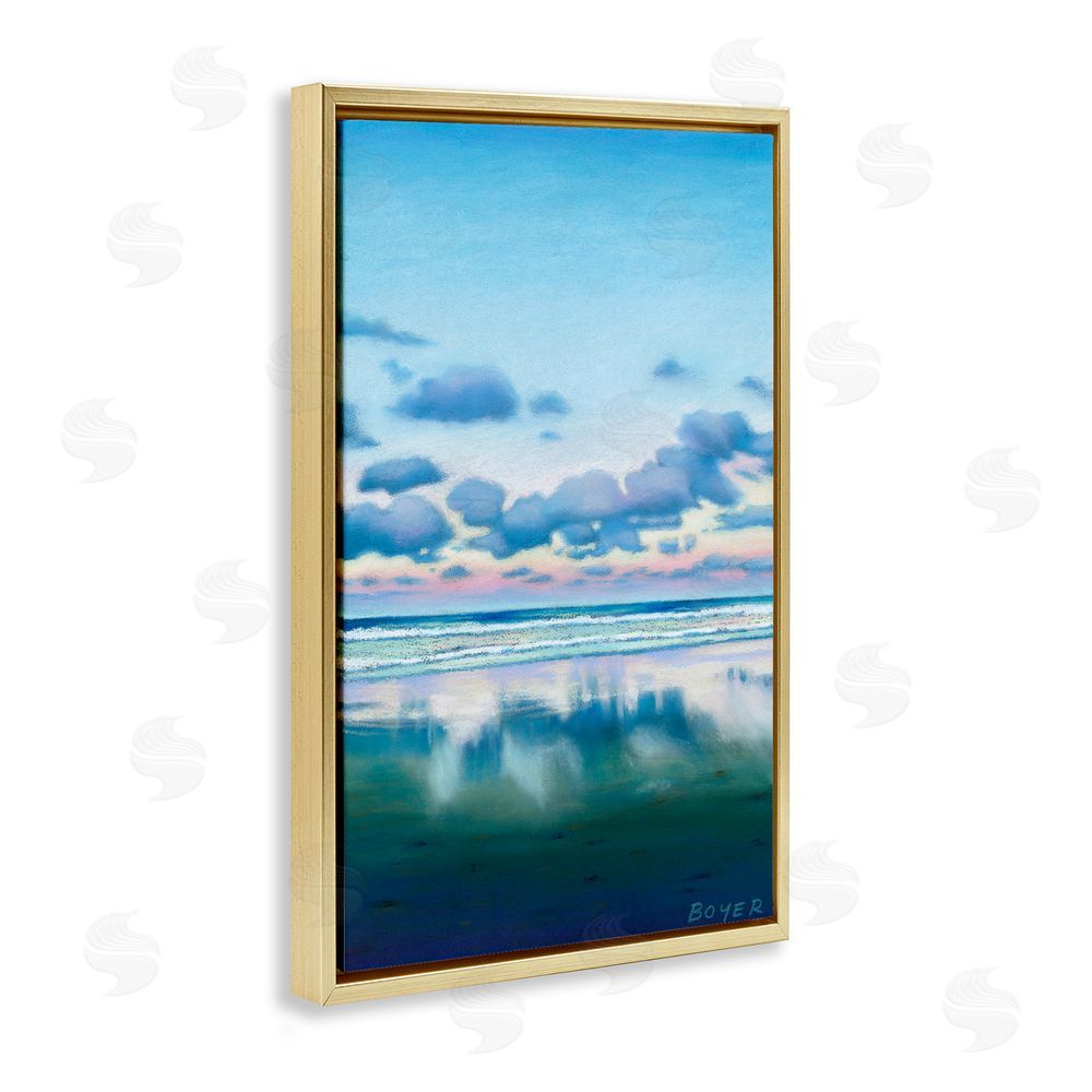 Susy Boyer Pretty Azure Cloud Reflection Gold Floating Framed Canvas Wall Art
