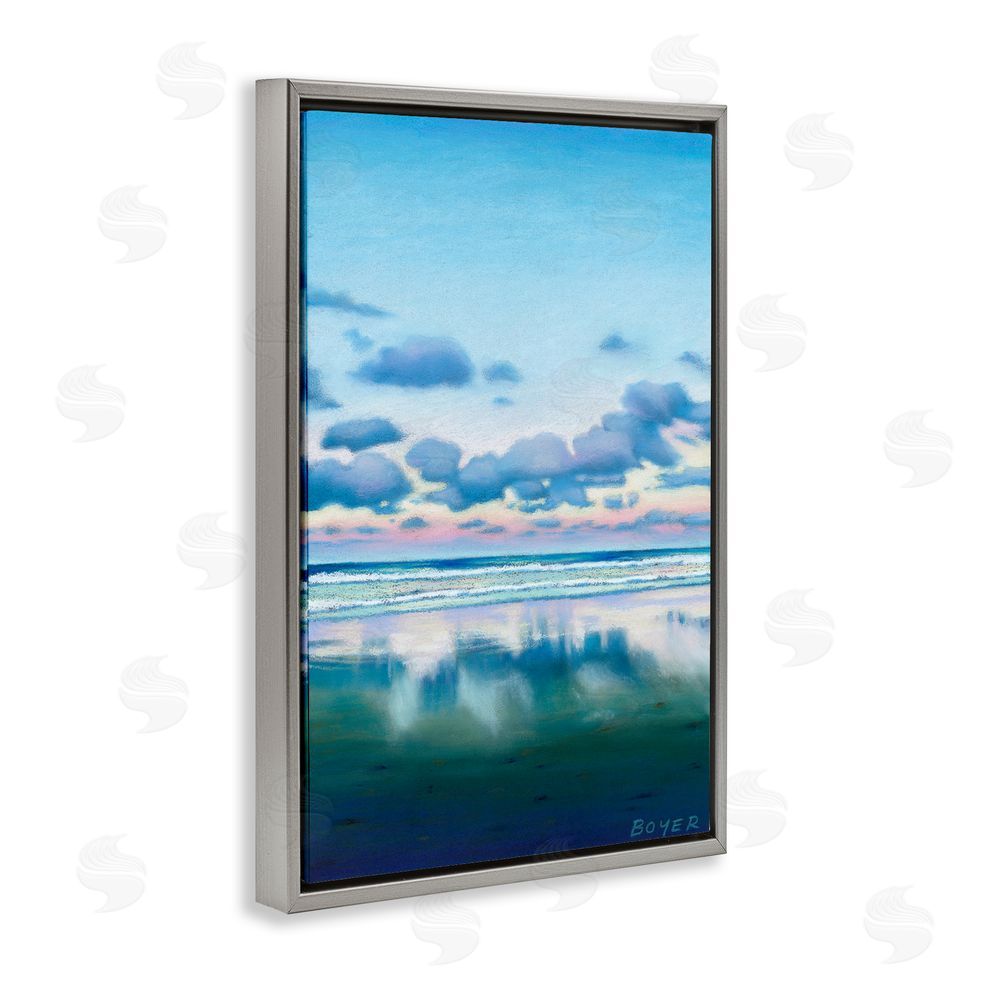 Susy Boyer Pretty Azure Cloud Reflection Gray Floating Framed Canvas Wall Art
