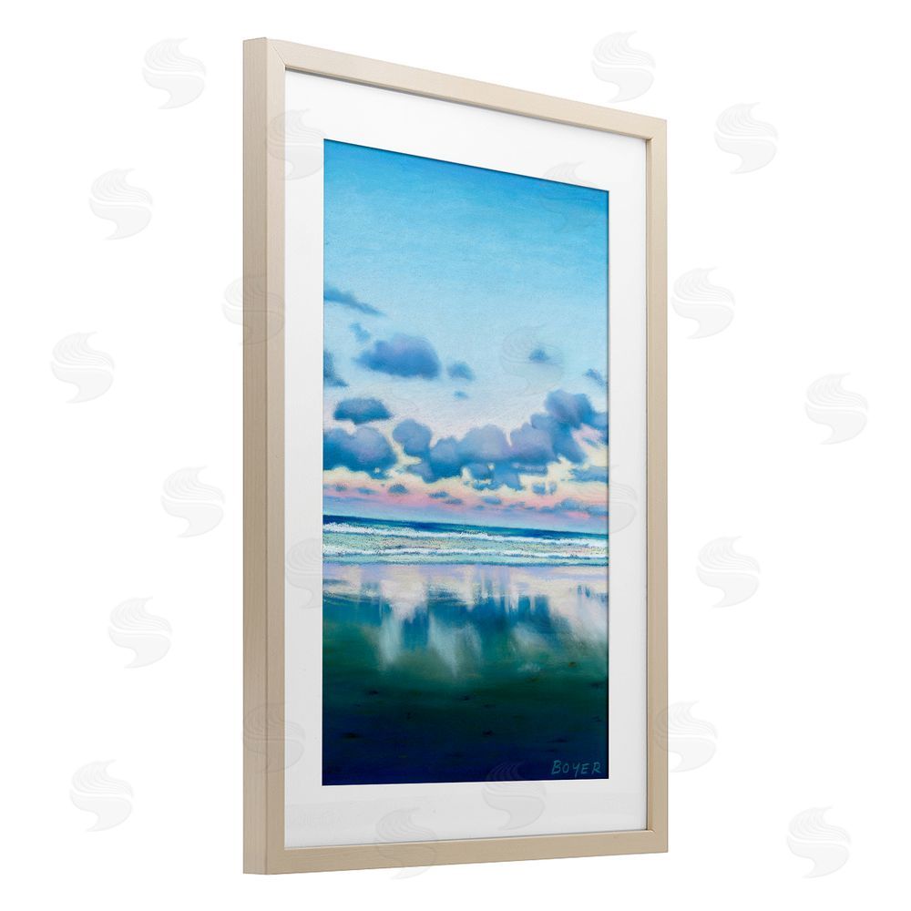 Susy Boyer Pretty Azure Cloud Reflection Brown Framed Print Under Glass Wall Art