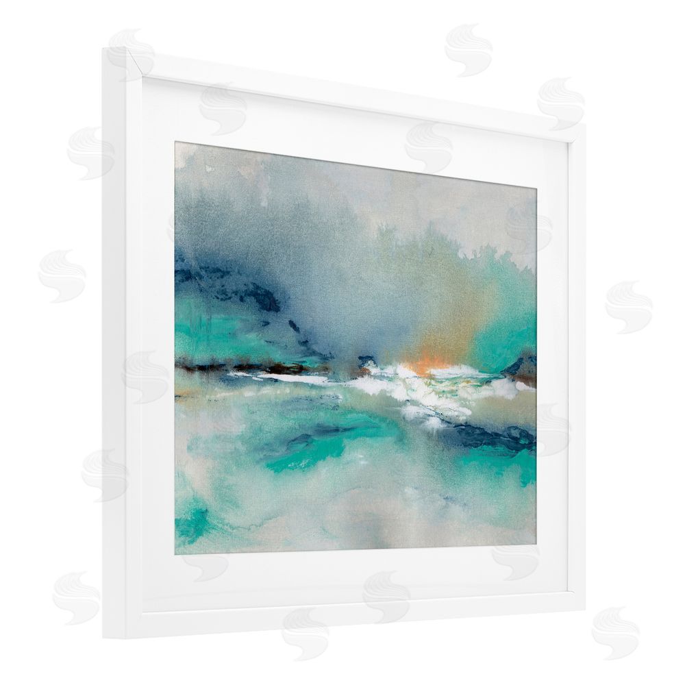 NLS Design Sun Bleached Crossing White Framed Print Under Glass with White Mat Wall Art