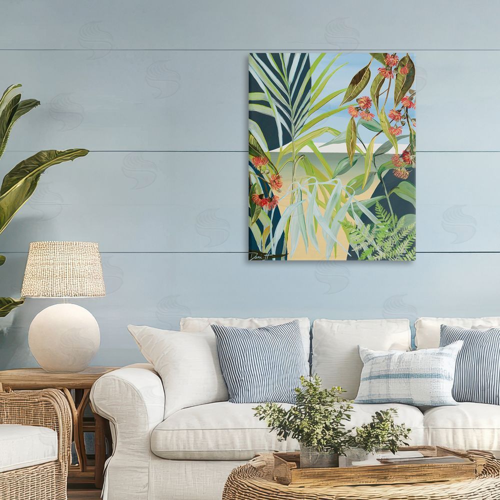 Dani Heyward Coastal Morning Leaves Stretched Canvas Wall Art in Room