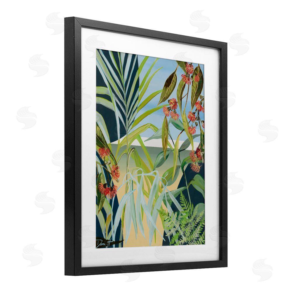 Dani Heyward Coastal Morning Leaves Black Framed Print Under Glass Wall Art