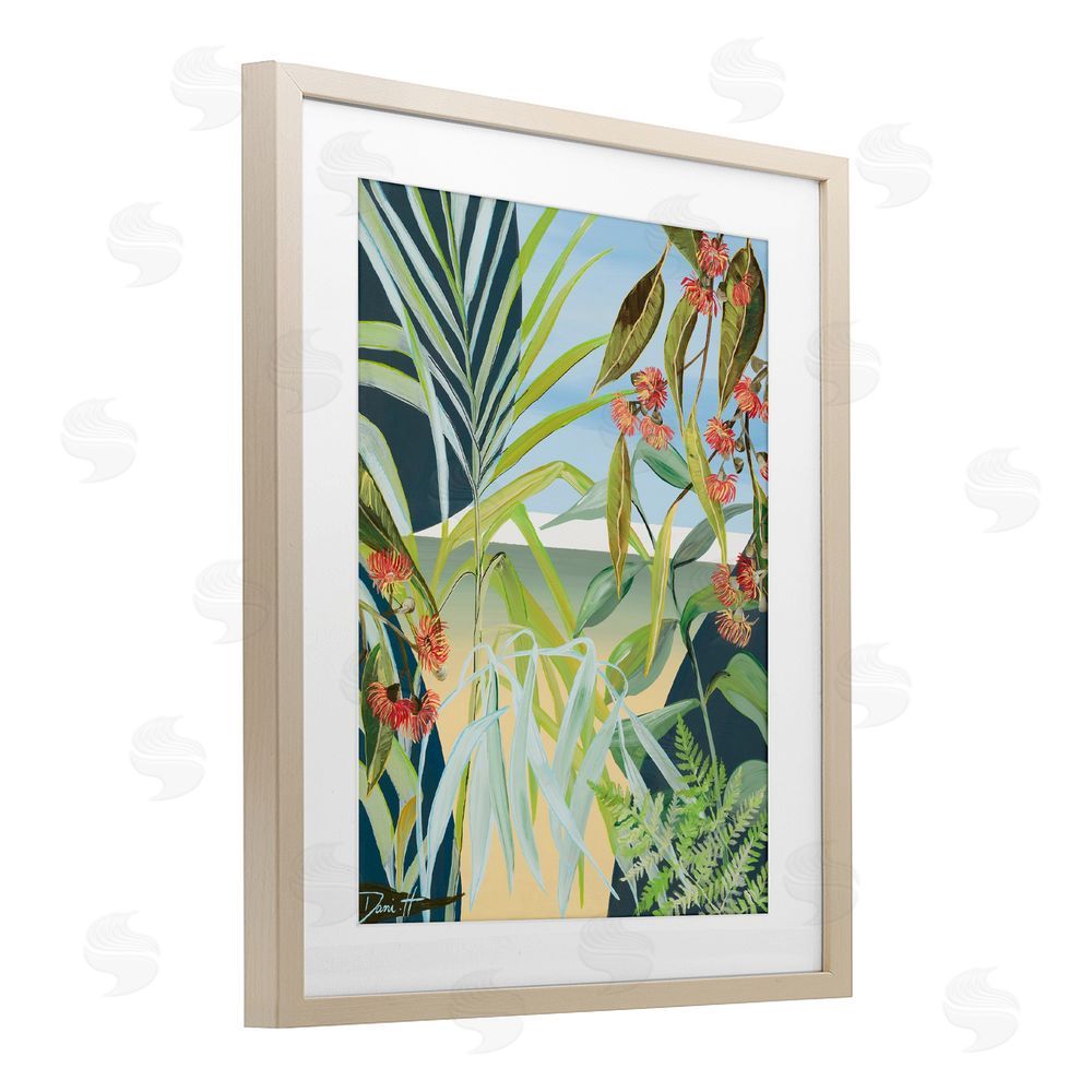 Dani Heyward Coastal Morning Leaves Brown Framed Print Under Glass Wall Art