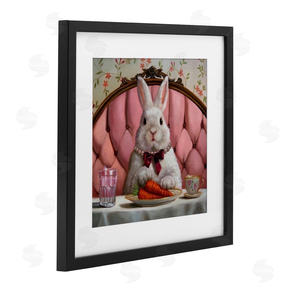 Lucia Heffernan Bun Appetit Rabbit Dining Black Framed Print Under Glass with Matting Wall Art