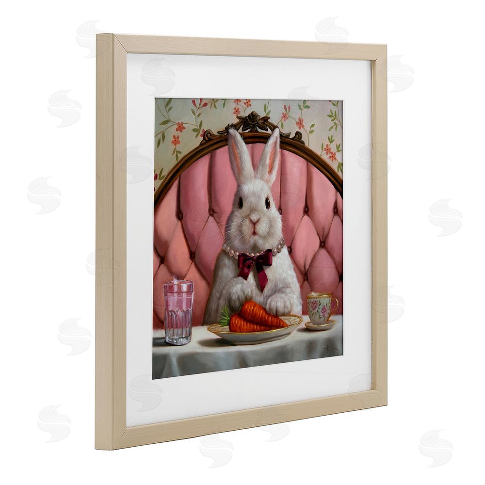 Lucia Heffernan Bun Appetit Rabbit Dining Brown Framed Print Under Glass with Matting Wall Art