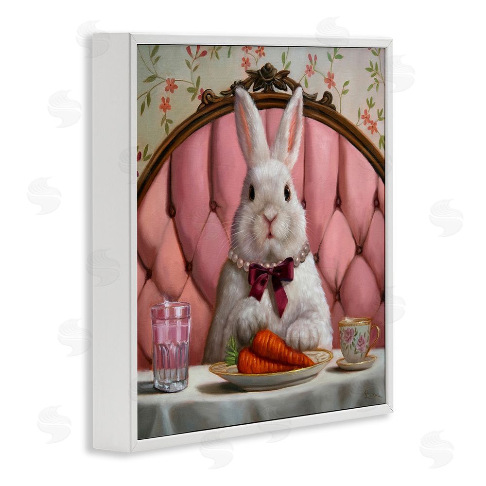 Lucia Heffernan Bun Appetit Rabbit Dining White Framed Giclee Wall Art Print