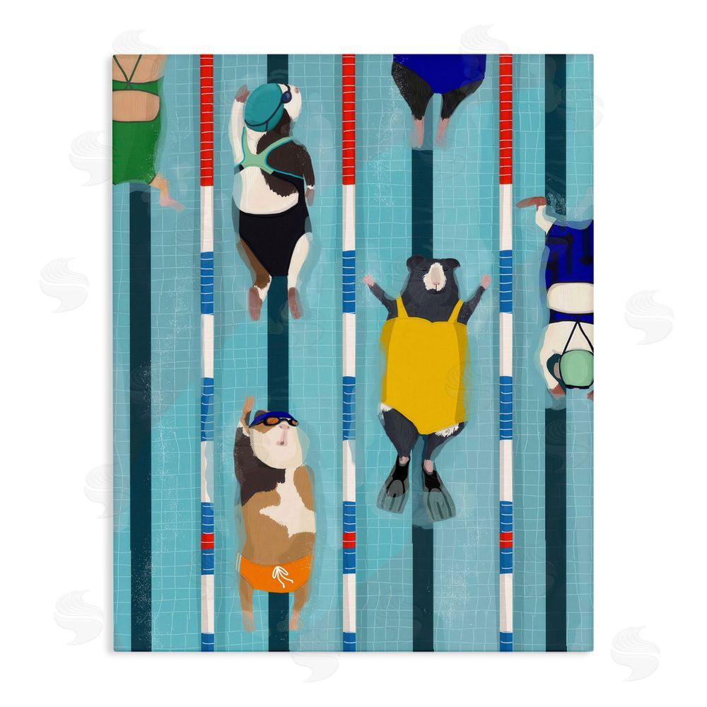 Hanna Melin Guinea Pigs at Lido Stretched Canvas Wall Art
