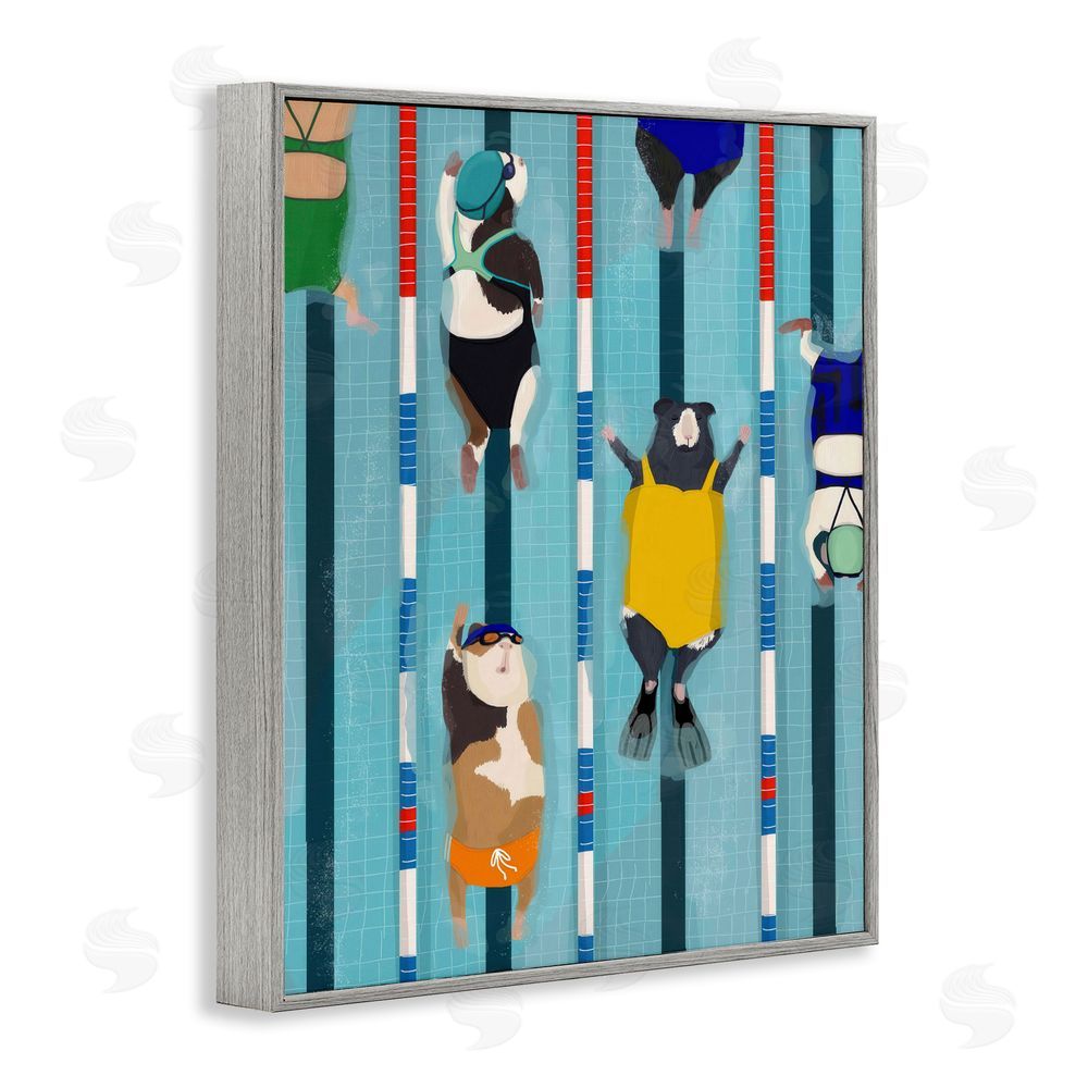 Hanna Melin Guinea Pigs at Lido Gray Framed Giclee Wall Art