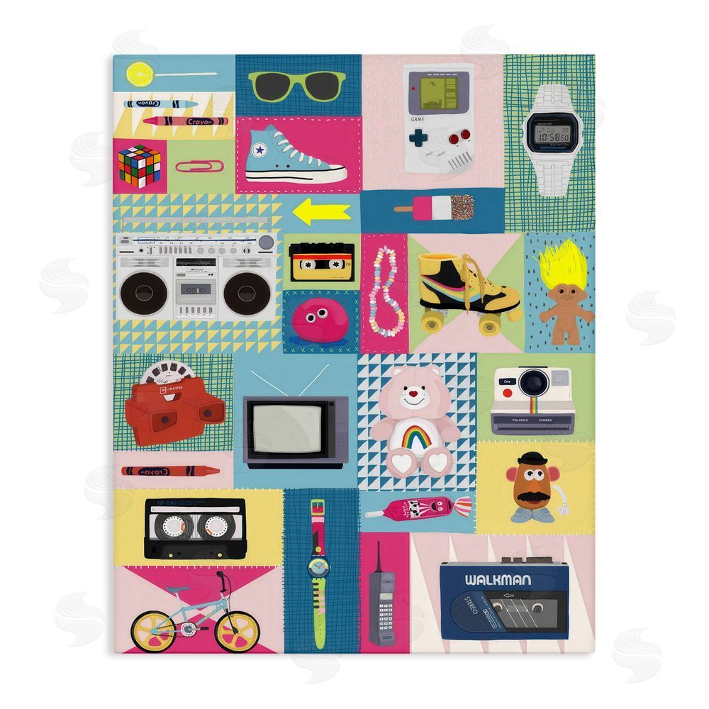Hanna Melin Retro 80's Patchwork Collection Stretched Canvas Wall Art