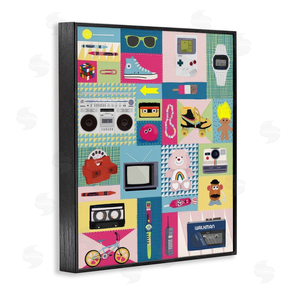 Hanna Melin Retro 80's Patchwork Collection Black Framed Giclee Wall Art