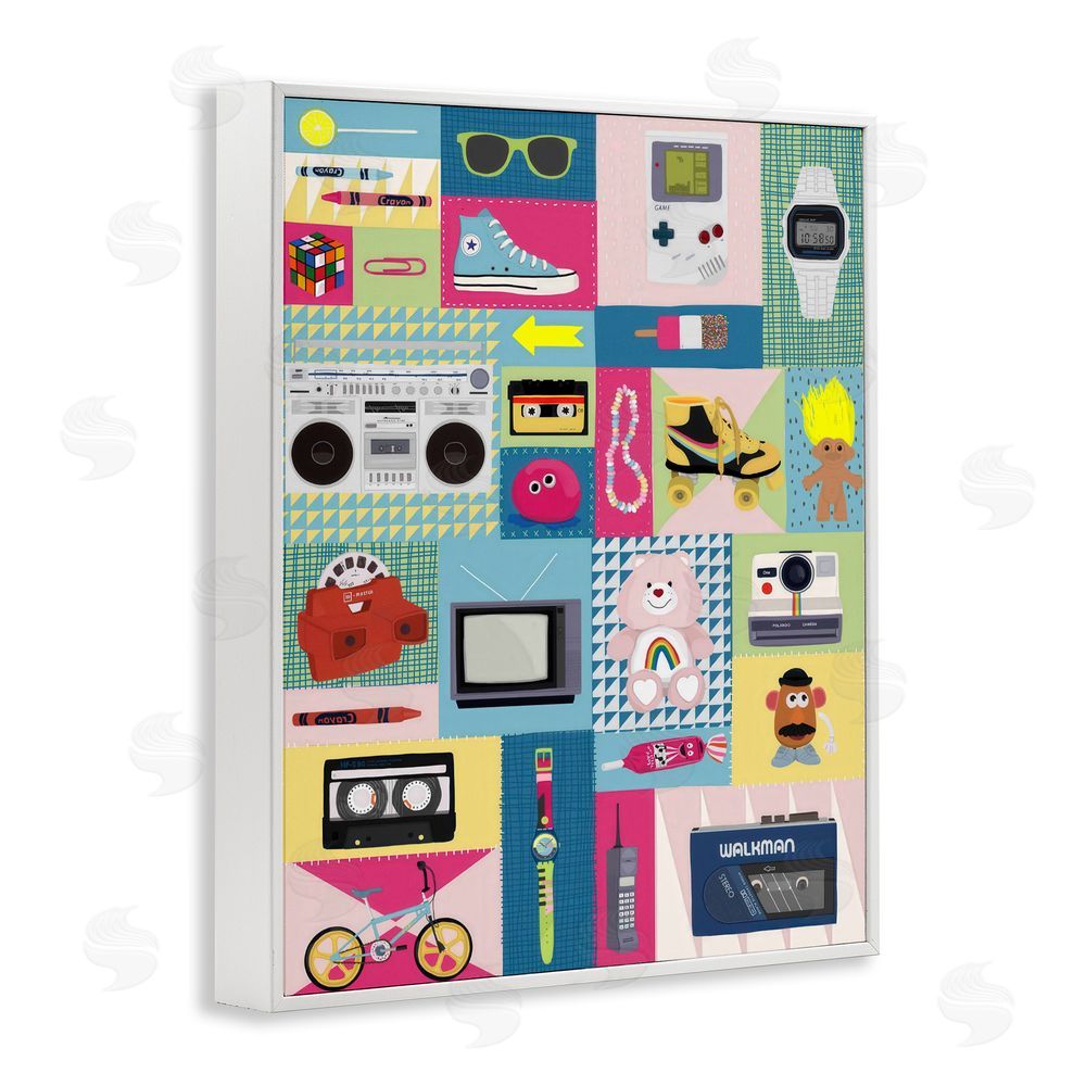 Hanna Melin Retro 80's Patchwork Collection White Framed Giclee Wall Art