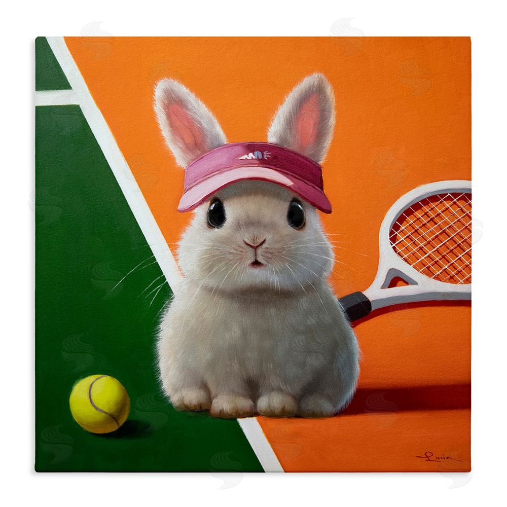 Lucia Heffernan Match Ready Tennis Bunny Stretched Canvas Wall Art