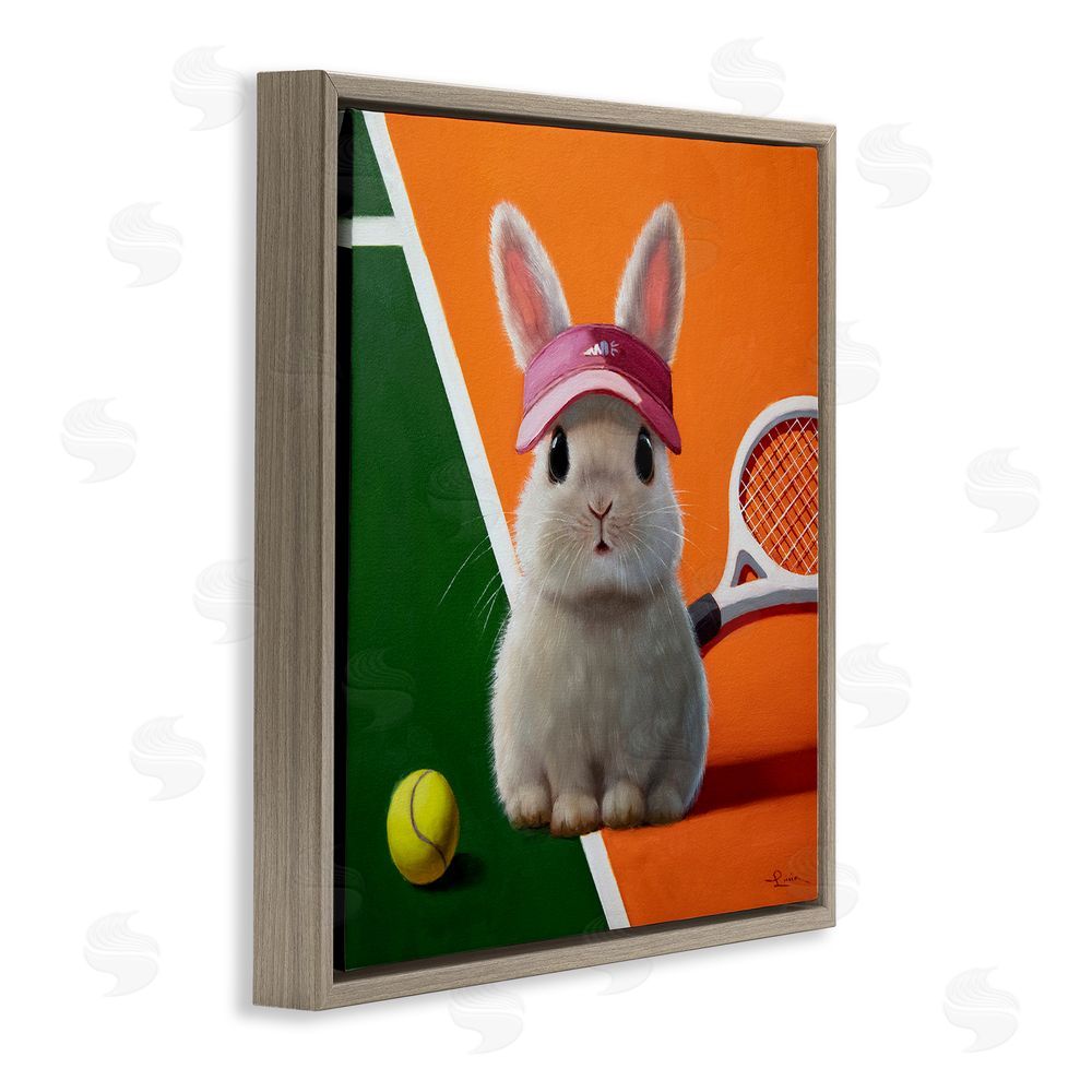 Lucia Heffernan Match Ready Tennis Bunny Brown Floating Framed Canvas Wall Art