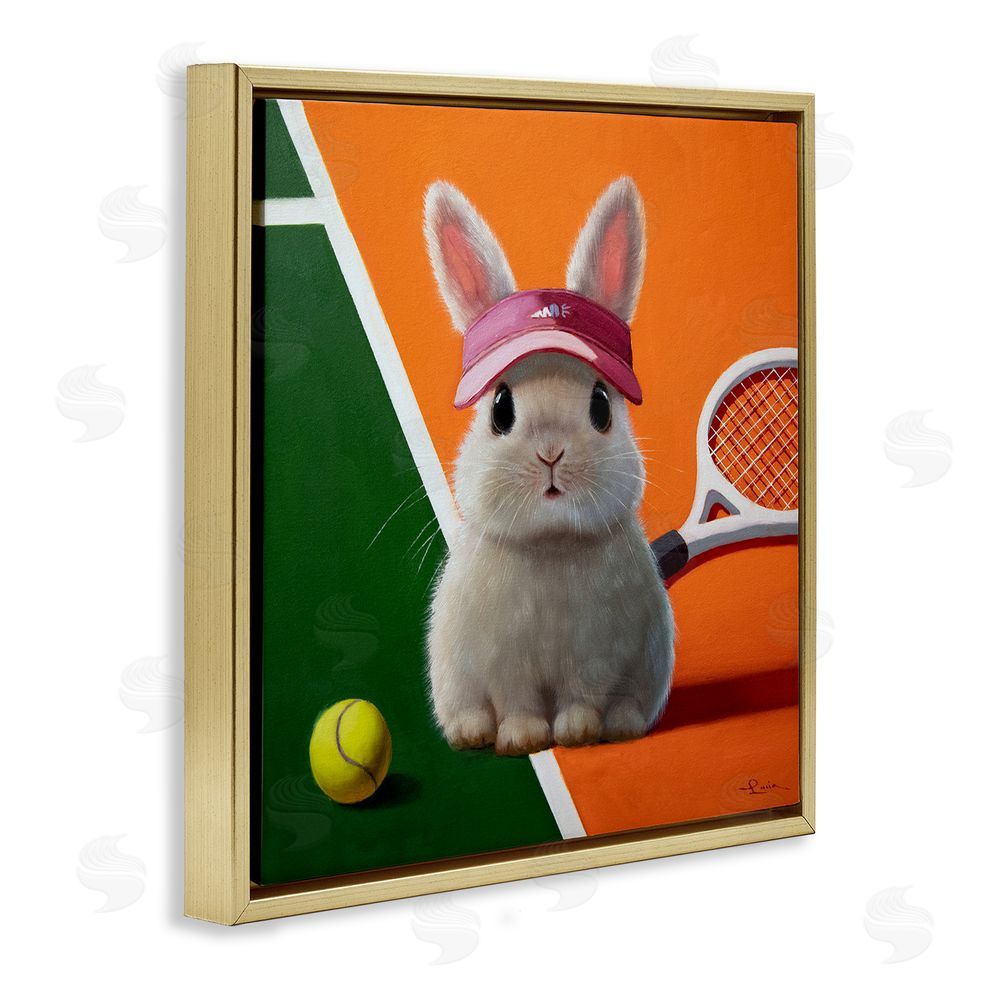 Lucia Heffernan Match Ready Tennis Bunny Gold Floating Framed Canvas Wall Art