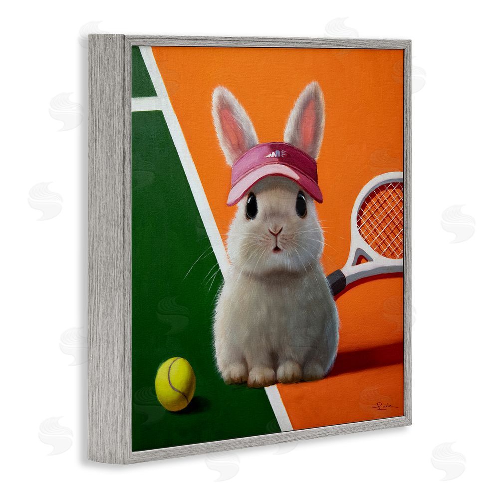 Lucia Heffernan Match Ready Tennis Bunny Gray Framed Giclee Wall Art