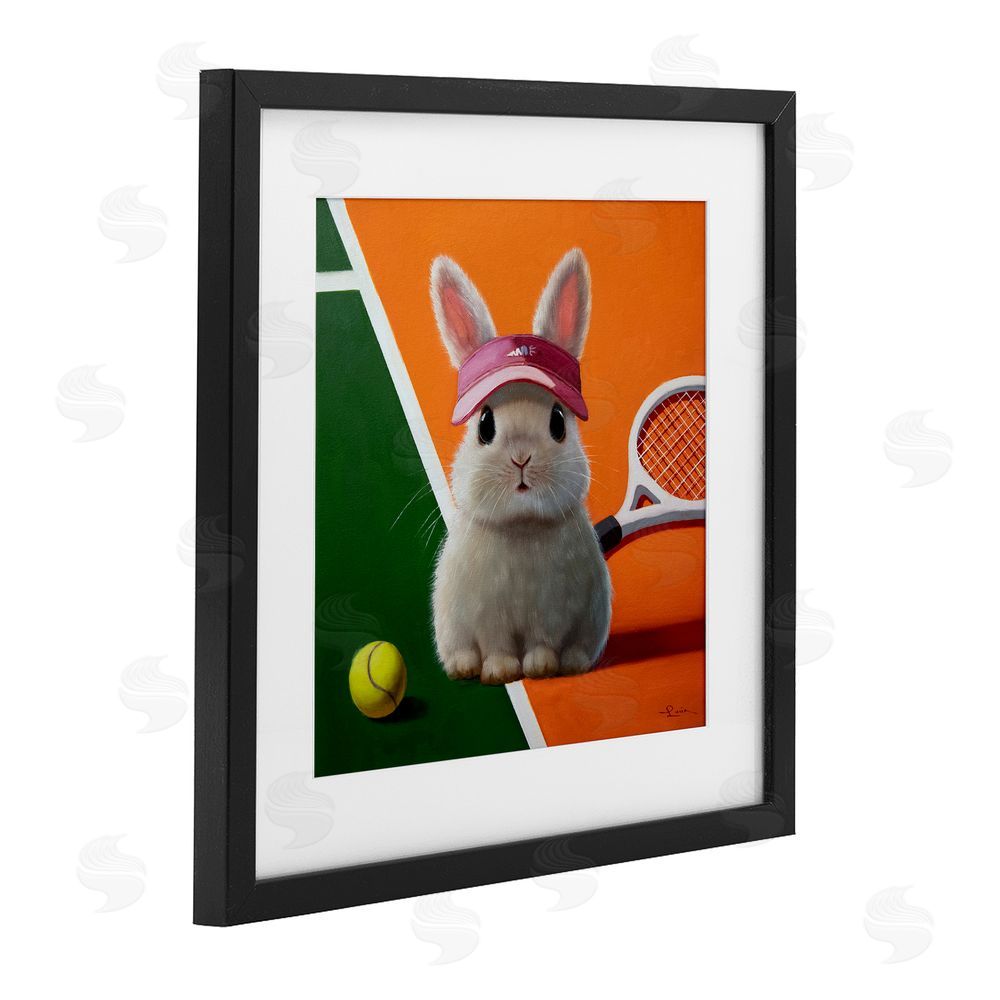 Lucia Heffernan Match Ready Tennis Bunny Black Framed Print Under Glass Wall Art