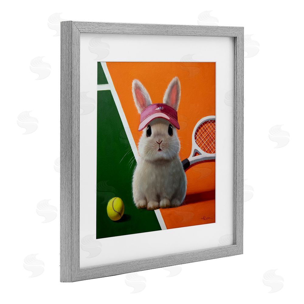 Lucia Heffernan Match Ready Tennis Bunny Gray Framed Print Under Glass Wall Art