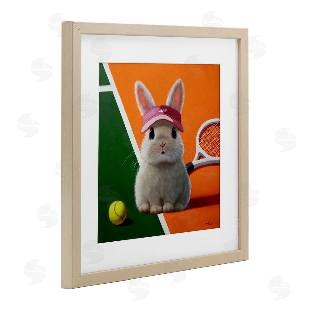 Lucia Heffernan Match Ready Tennis Bunny Brown Framed Print Under Glass Wall Art