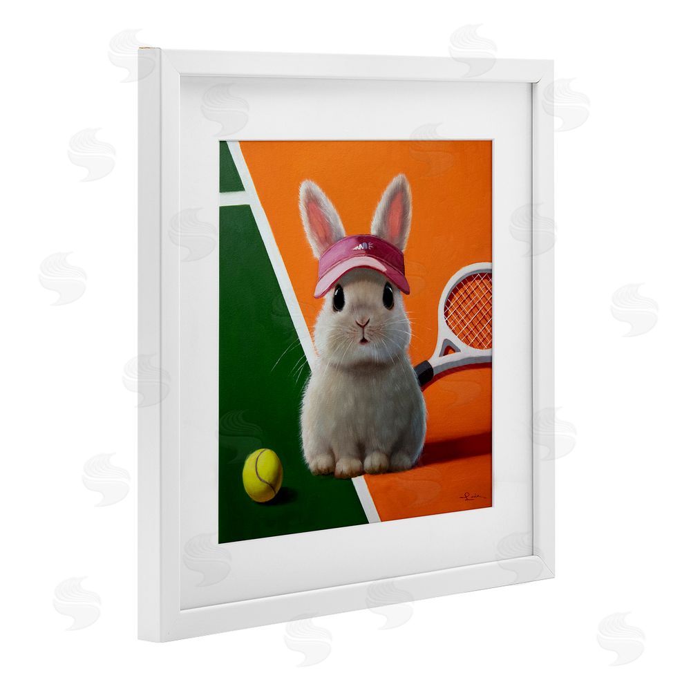Lucia Heffernan Match Ready Tennis Bunny White Framed Print Under Glass Wall Art