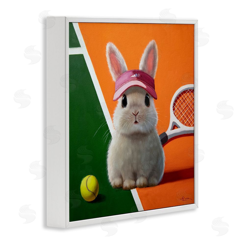 Lucia Heffernan Match Ready Tennis Bunny White Framed Giclee Wall Art