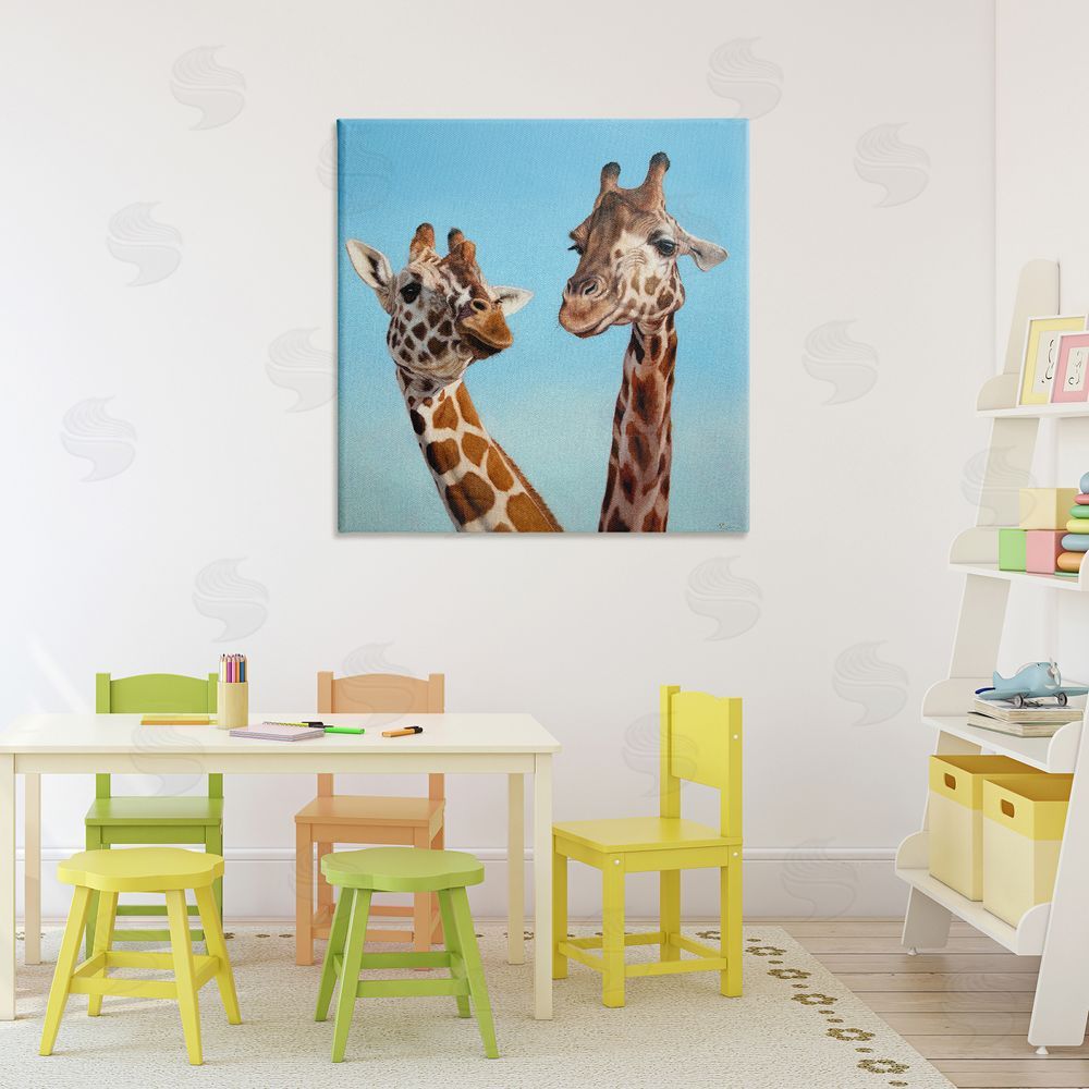 Lucia Heffernan Romantic Soulmate Giraffes Stretched Canvas Wall Art in Room