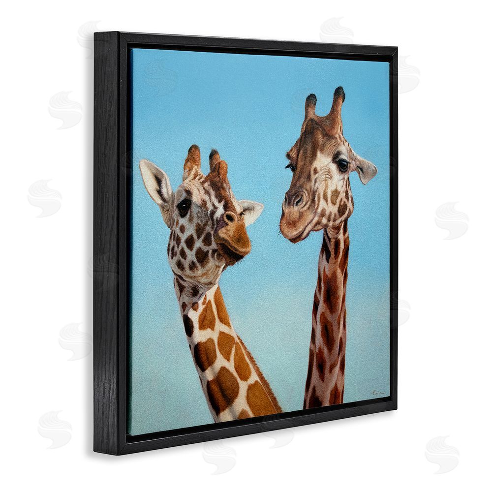 Lucia Heffernan Romantic Soulmate Giraffes Black Floating Framed Canvas Wall Art