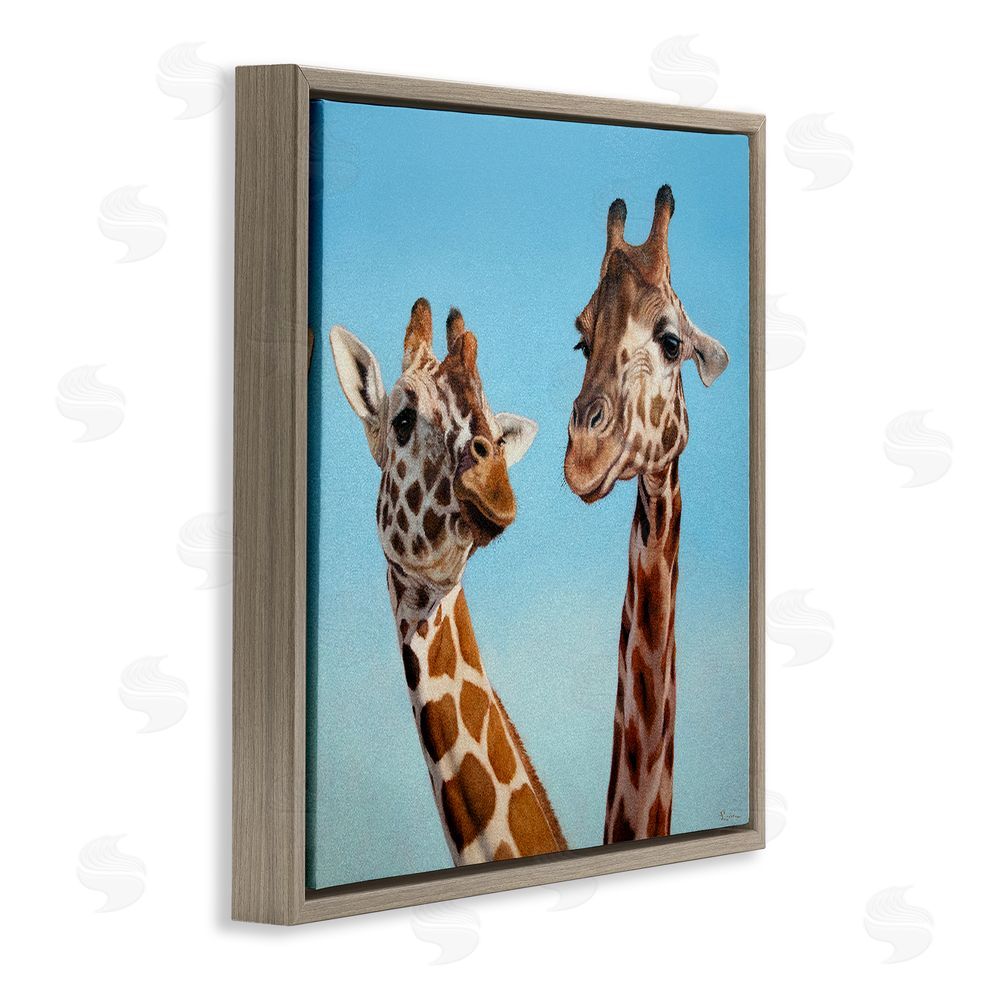 Lucia Heffernan Romantic Soulmate Giraffes Brown Floating Framed Canvas Wall Art