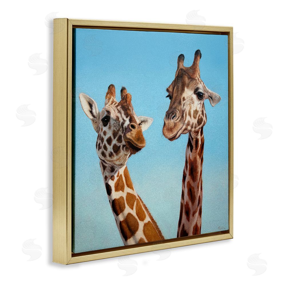 Lucia Heffernan Romantic Soulmate Giraffes Gold Floating Framed Canvas Wall Art