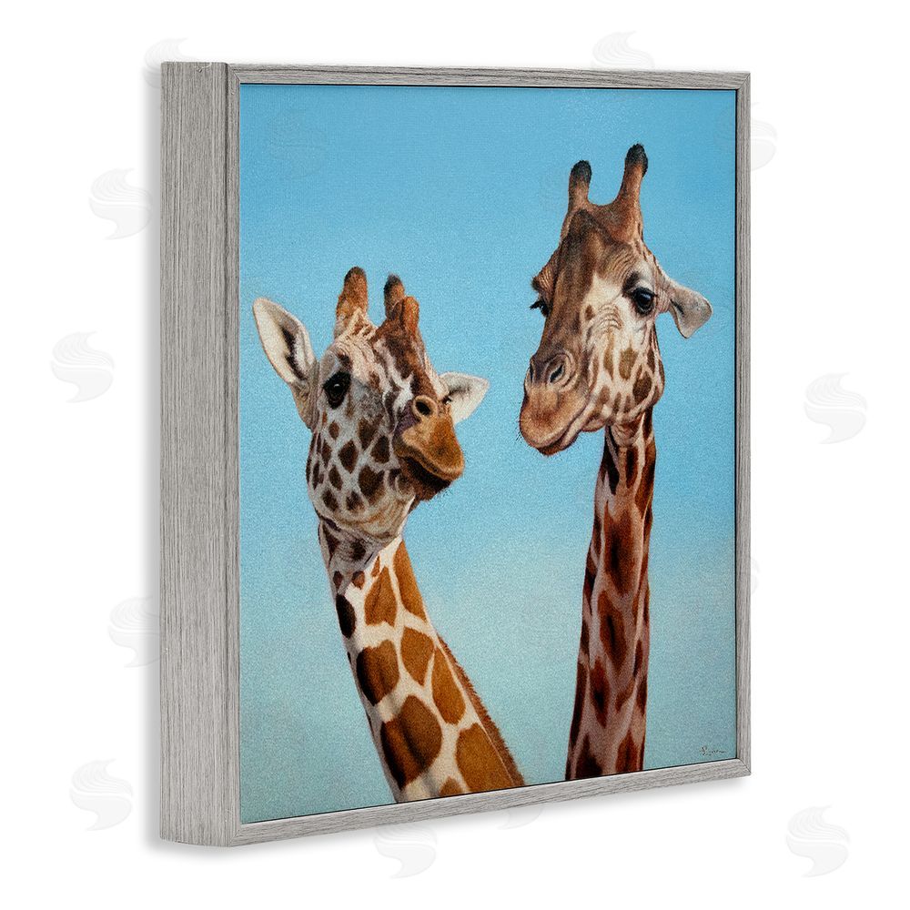 Lucia Heffernan Romantic Soulmate Giraffes Gray Framed Giclee Wall Art