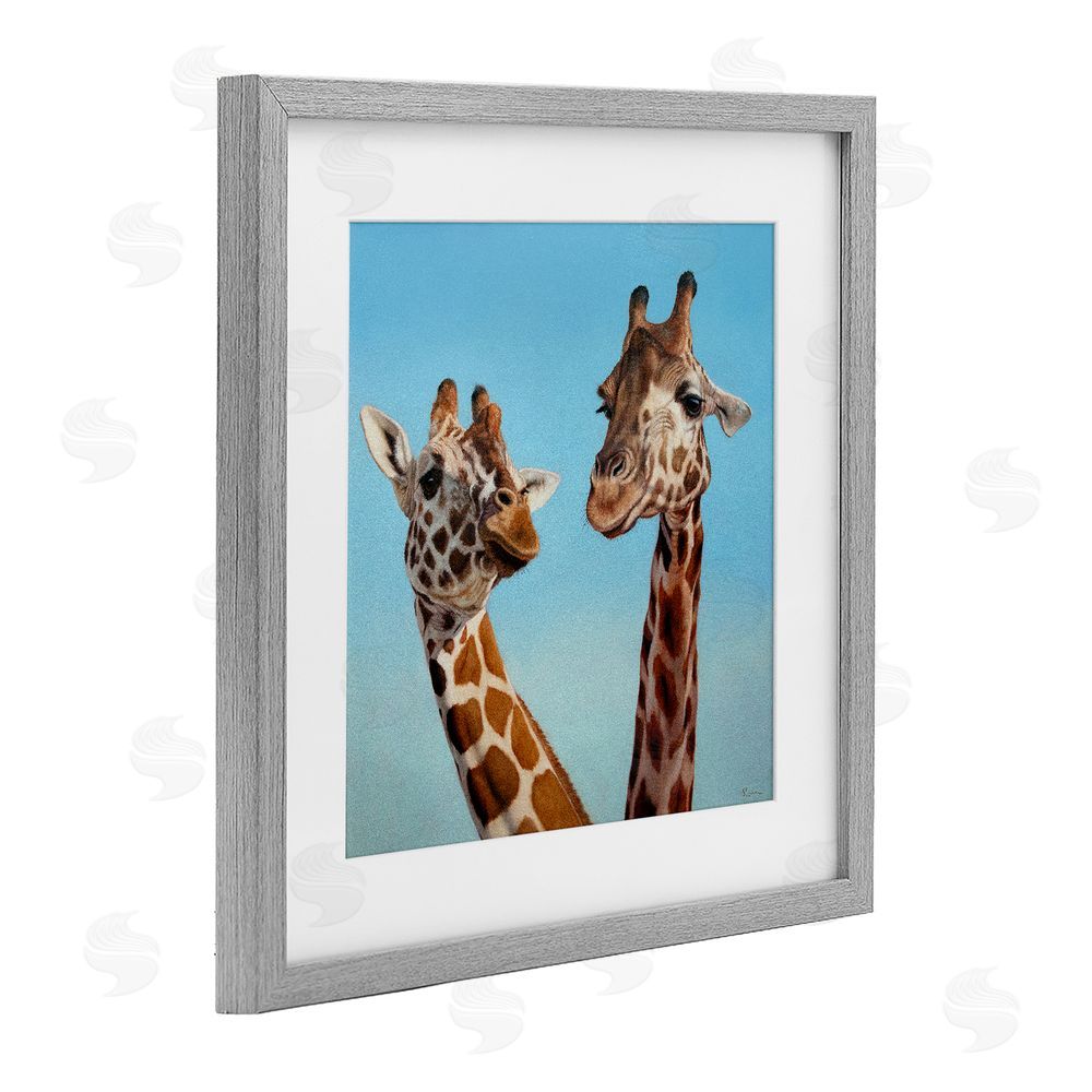 Lucia Heffernan Romantic Soulmate Giraffes Gray Framed Print Under Glass Wall Art
