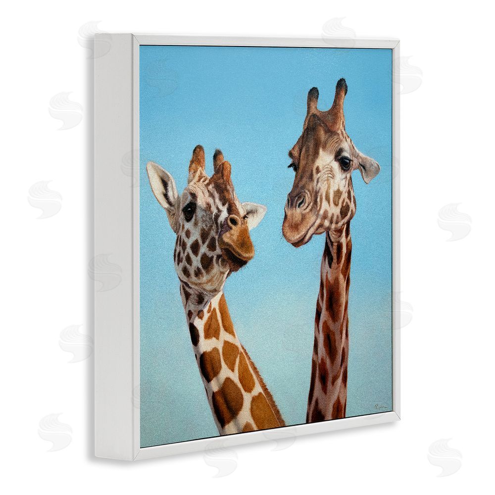 Lucia Heffernan Romantic Soulmate Giraffes White Framed Giclee Wall Art