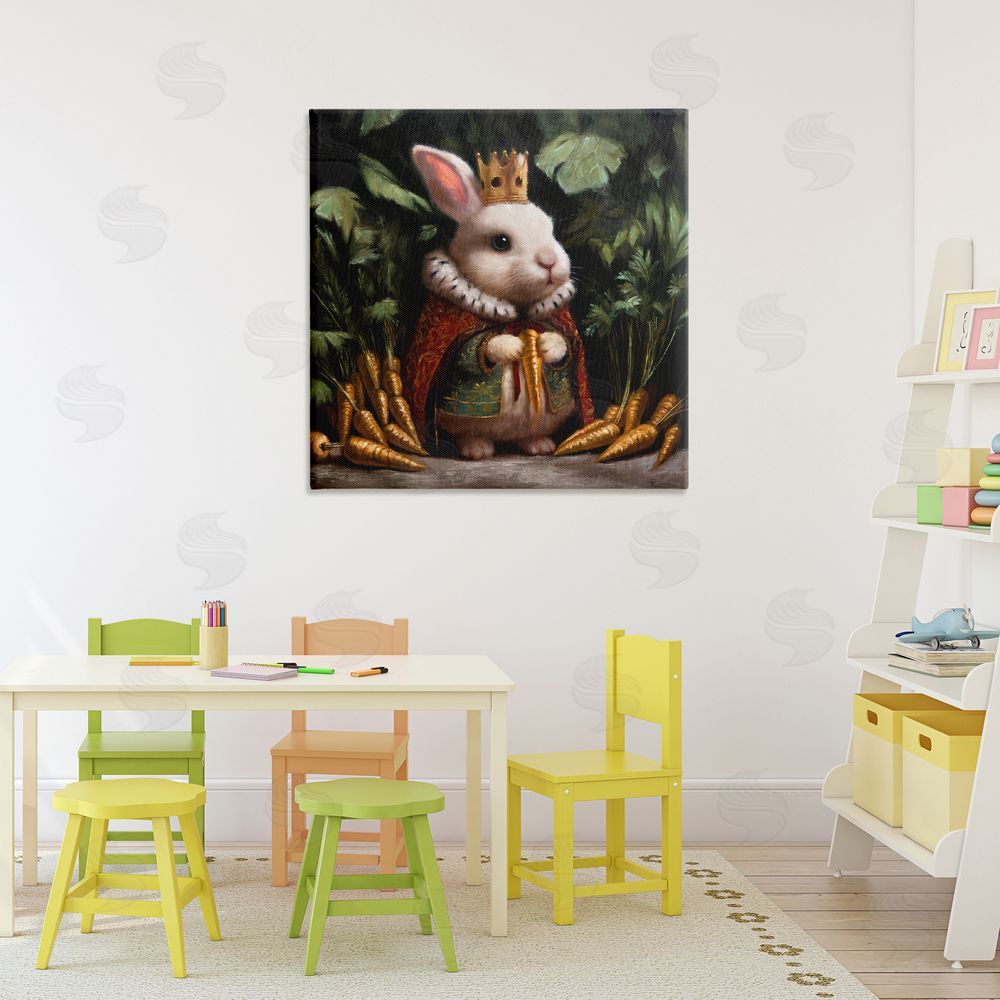 Lucia Heffernan Carrot Gold Royal Rabbit Stretched Canvas Wall Art Print in Room