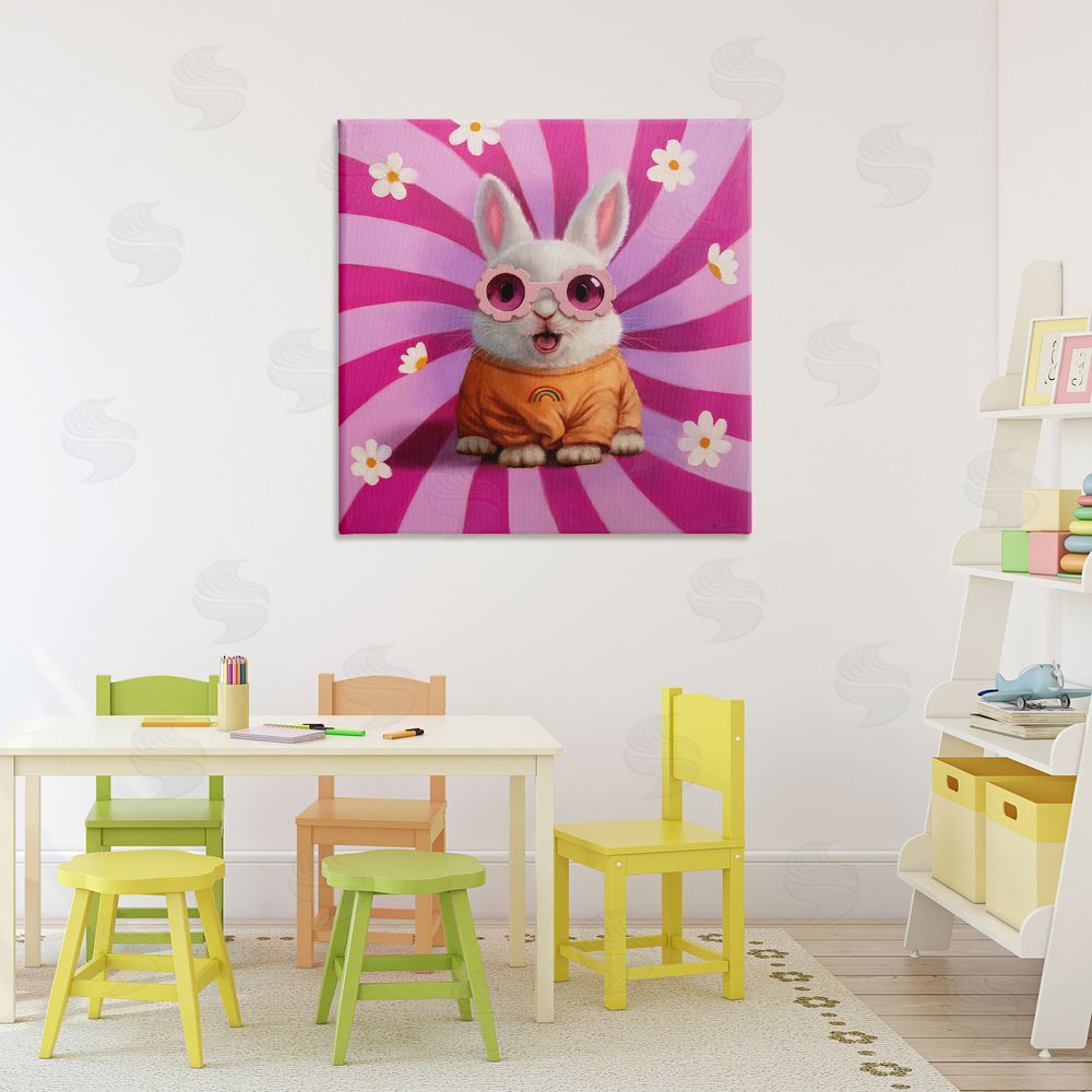 Lucia Heffernan Good Vibes Only Rabbit Stretched Canvas Wall Art in Room