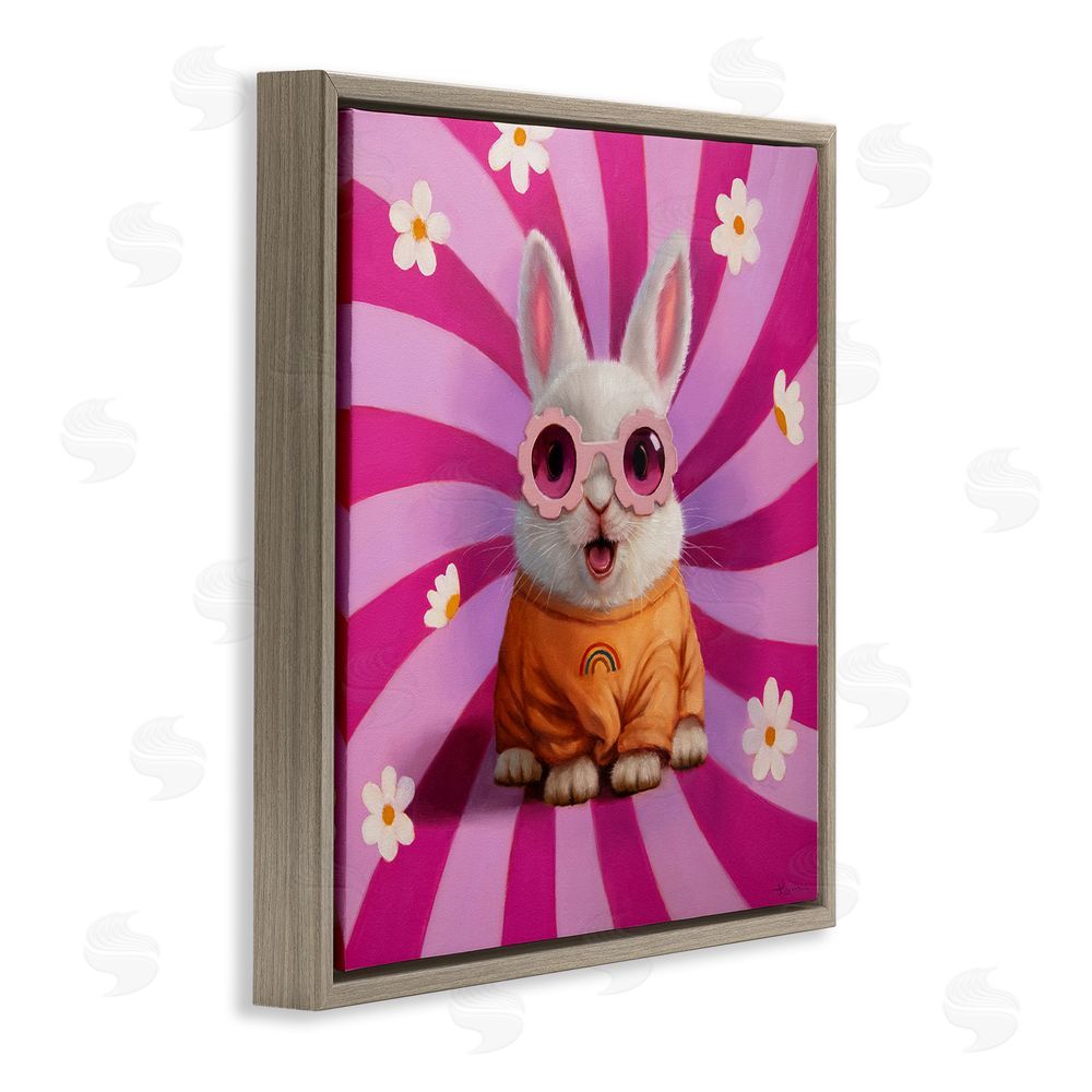 Lucia Heffernan Good Vibes Only Rabbit Brown Floating Framed Canvas Wall Art