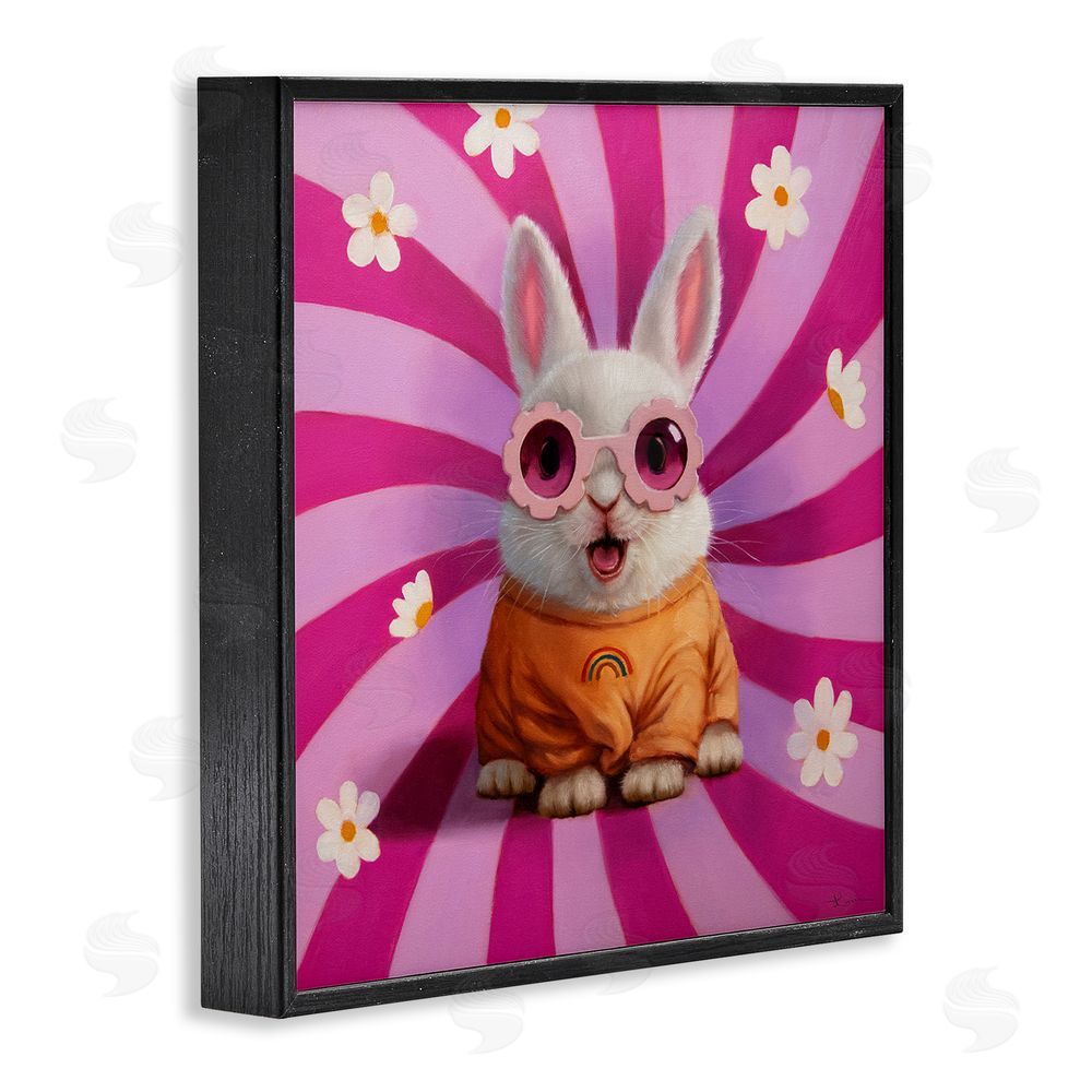 Lucia Heffernan Good Vibes Only Rabbit Black Framed Giclee Wall Art