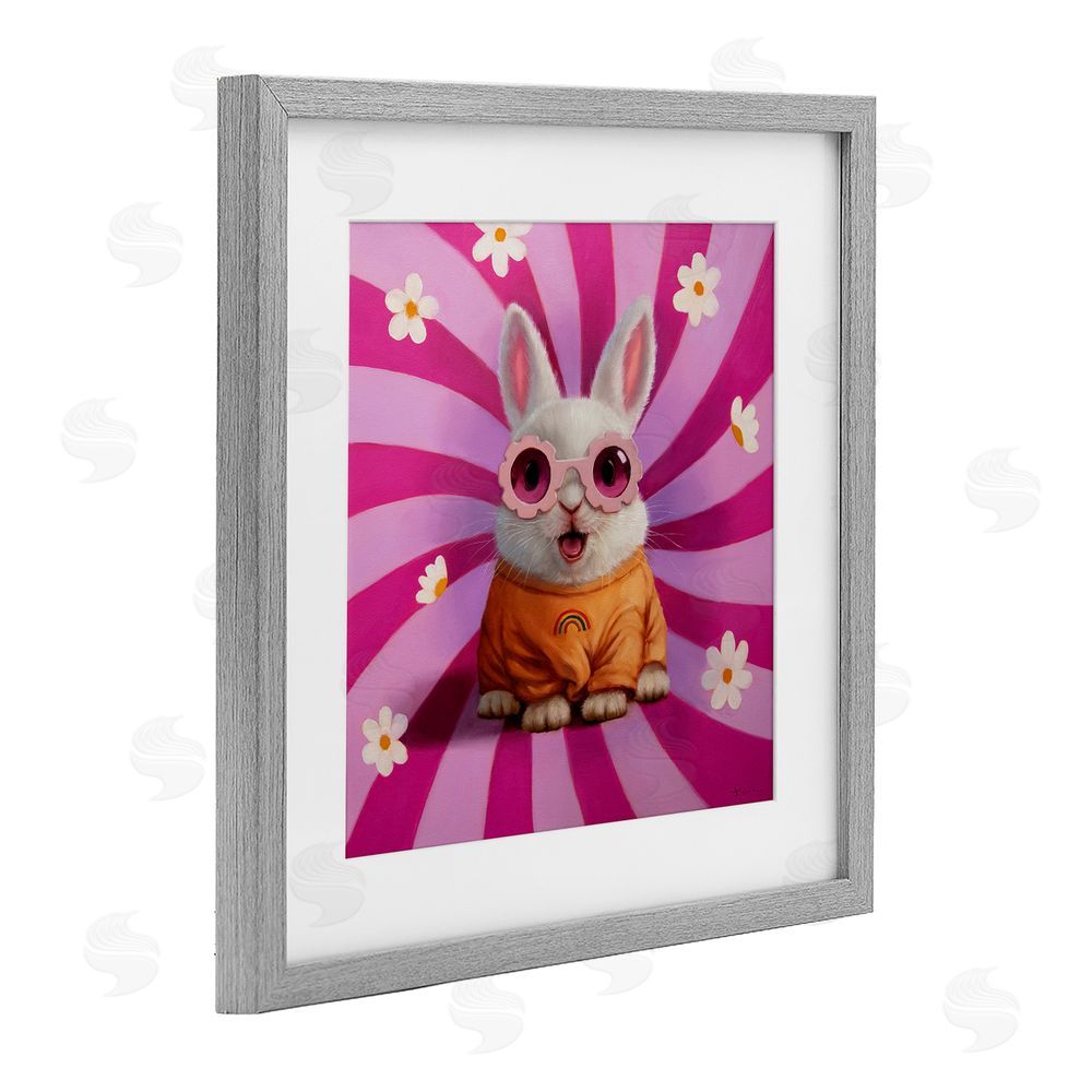 Lucia Heffernan Good Vibes Only Rabbit Gray Framed Print Under Glass Wall Art