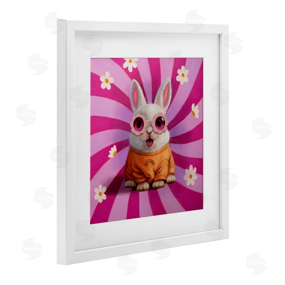 Lucia Heffernan Good Vibes Only Rabbit White Framed Print Under Glass Wall Art