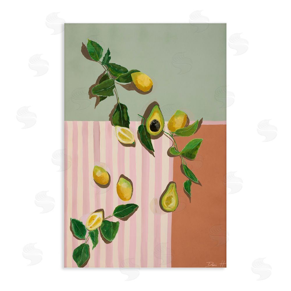 Dani Heyward Midcentury Avocado & Lemons Stretched Canvas Wall Art