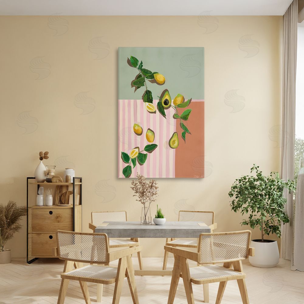 Dani Heyward Midcentury Avocado & Lemons Stretched Canvas Wall Art in Room