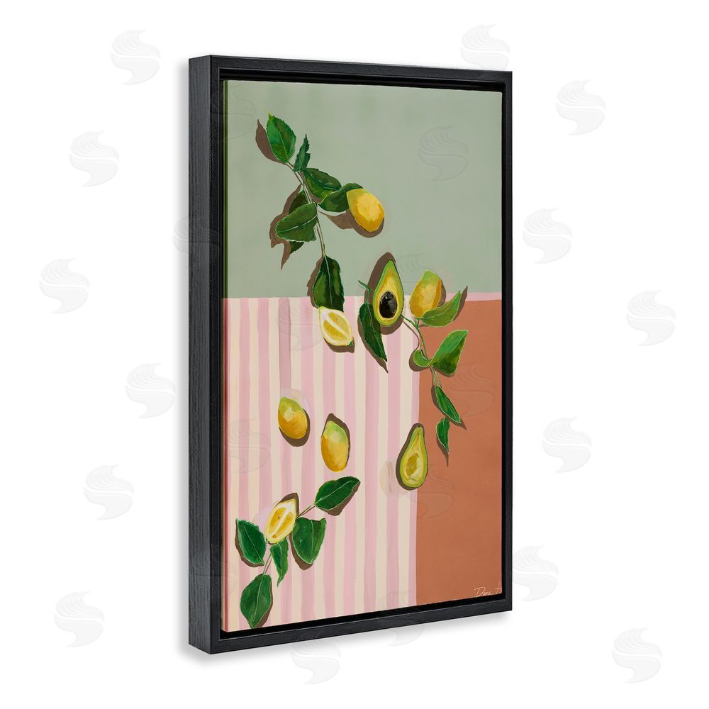 Dani Heyward Midcentury Avocado & Lemons Black Floating Framed Canvas Wall Art