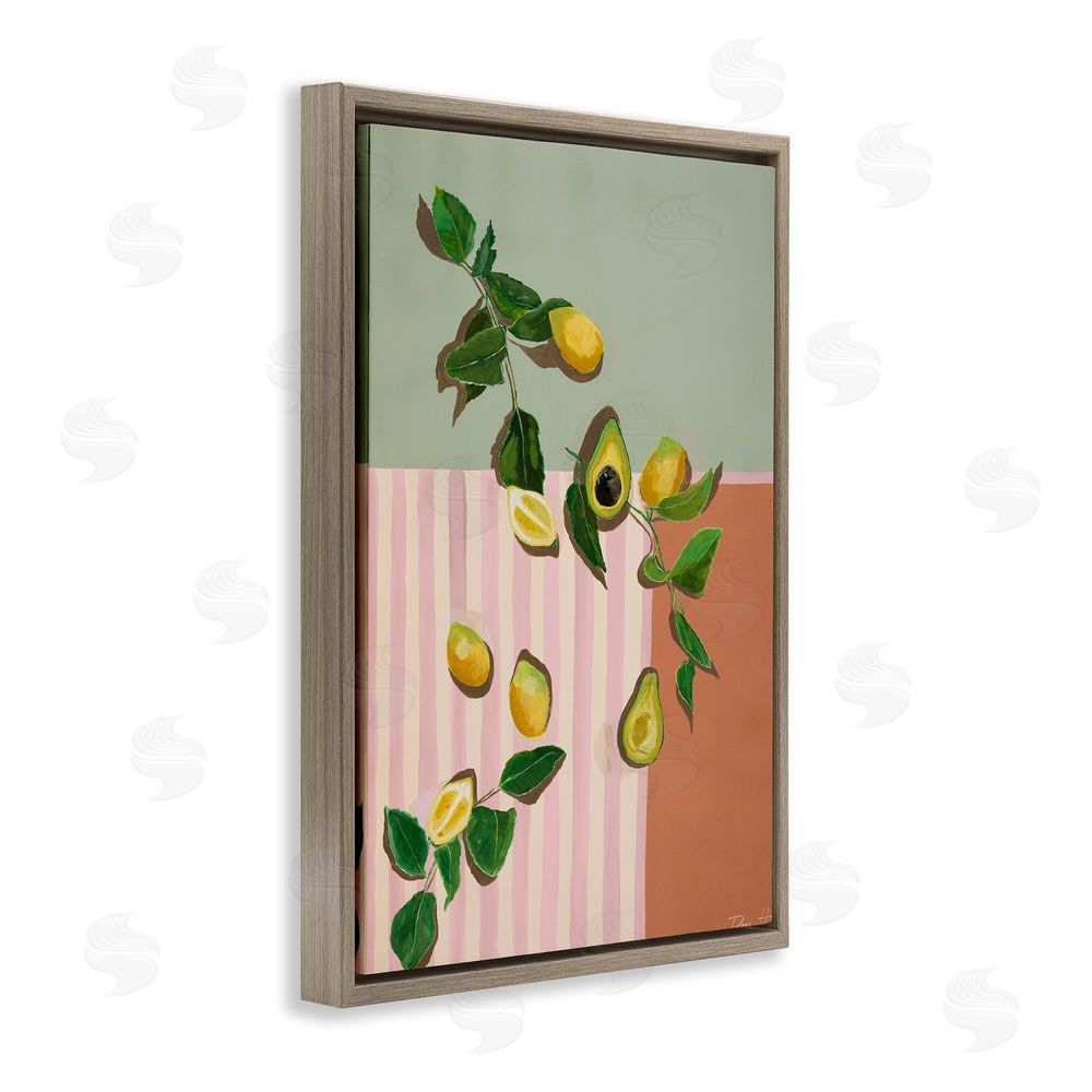 Dani Heyward Midcentury Avocado & Lemons Brown Floating Framed Canvas Wall Art