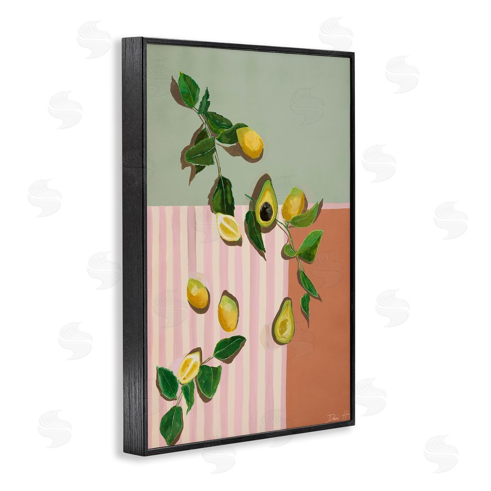 Dani Heyward Midcentury Avocado & Lemons Black Framed Giclee Wall Art