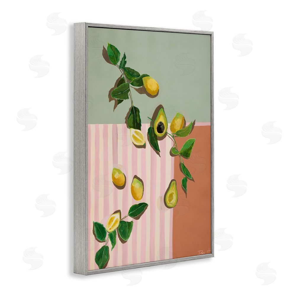 Dani Heyward Midcentury Avocado & Lemons Gray Framed Giclee Wall Art